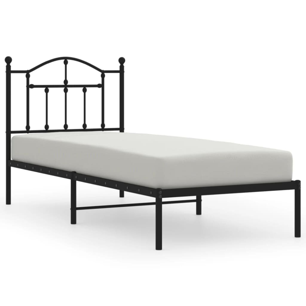 Vidaxl (Black, 80 X 200/With Headboard) Metal Bed Frame Bedroom Platform Bed Base Bedstead Mattress Foundation