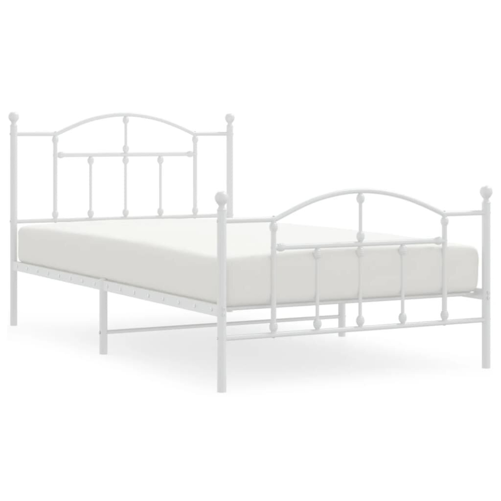 (white, 100 x 200/with headboard & footboard) vidaXL Metal Bed Frame Bed Base with Headboard Black 120x190 cm 4FT Small Double