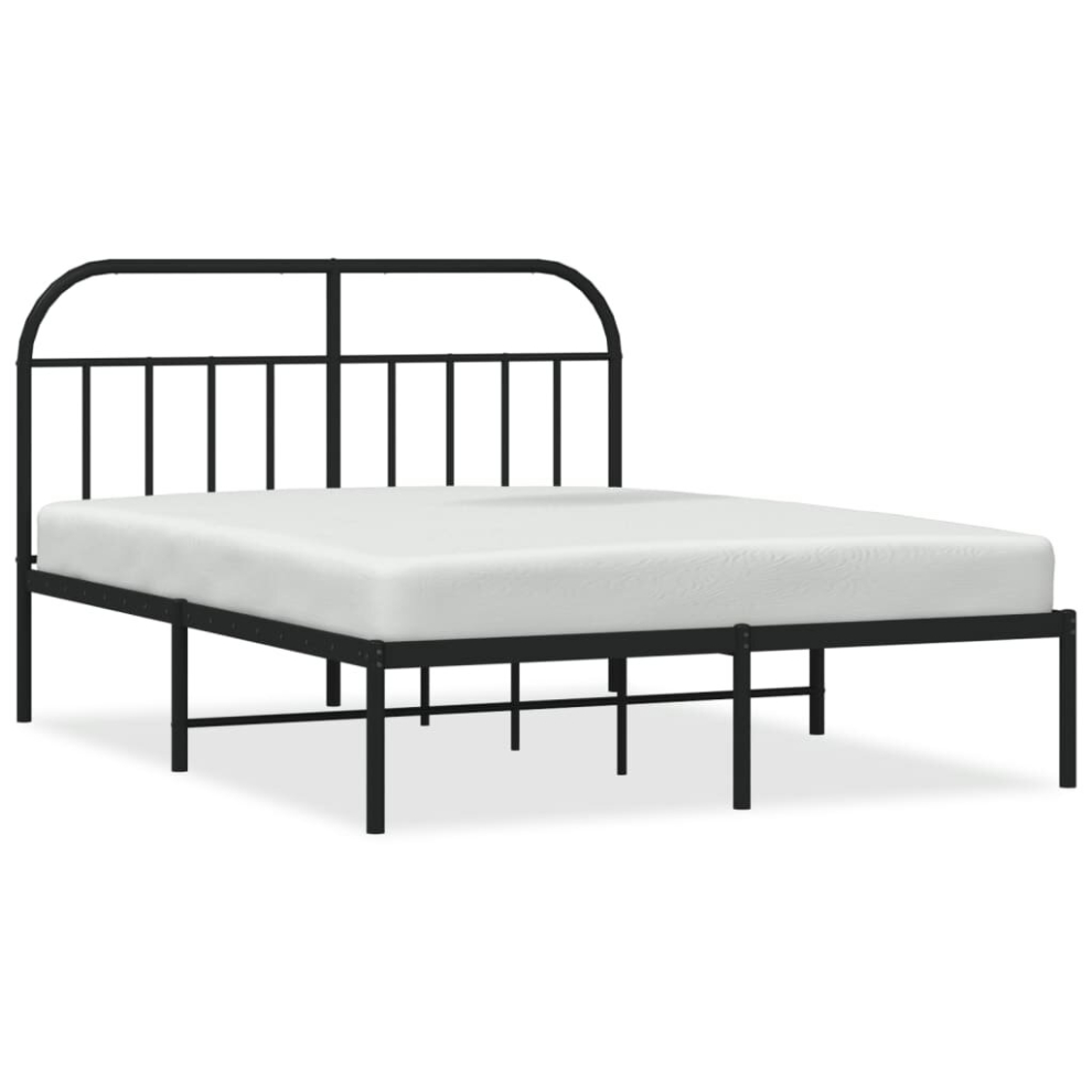 (black, 135 x 190/with headboard) vidaXL Metal Bed Frame Bedroom Bed Base Bedstead Metal Matress Foundation