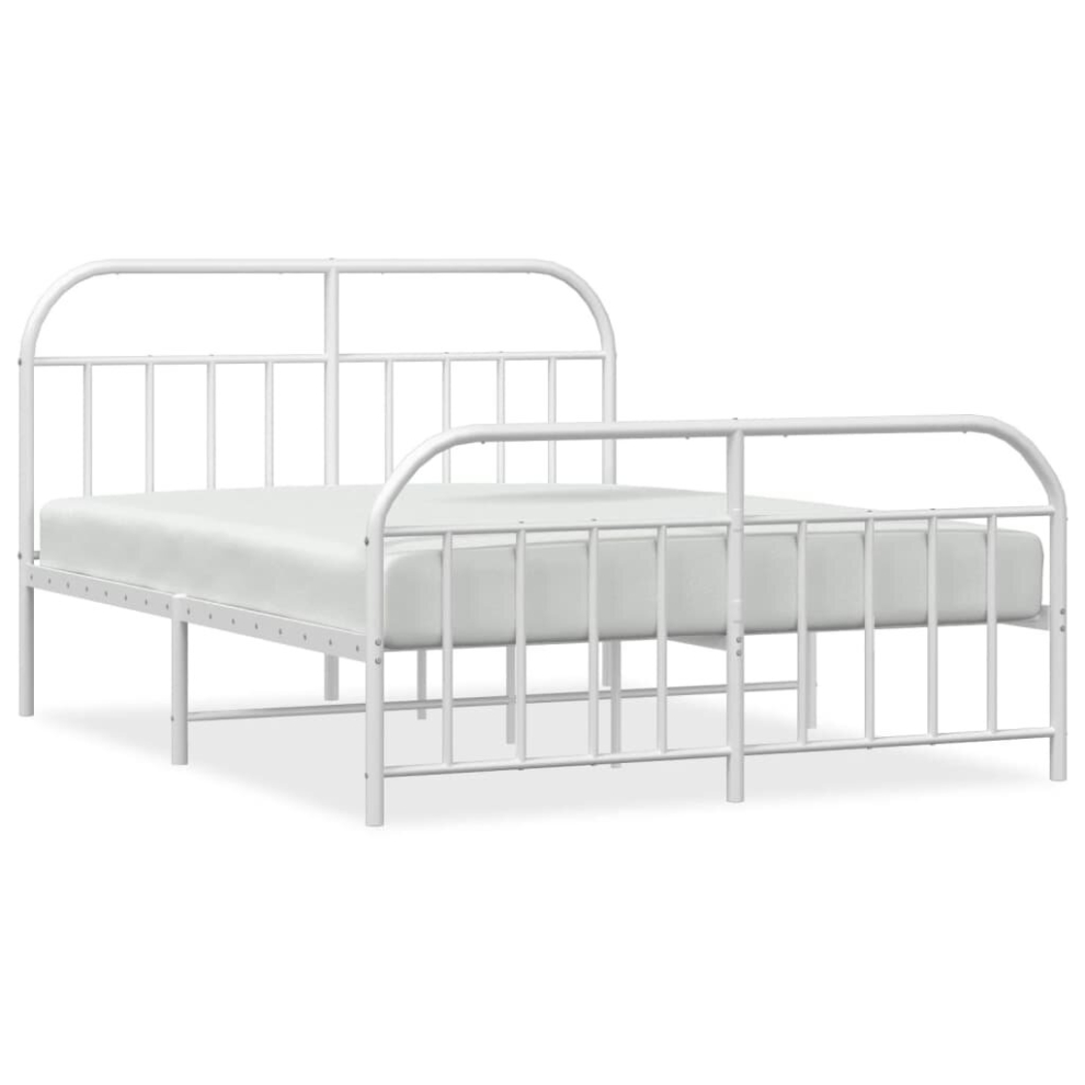 Vidaxl (White, 183 X 213/With Headboard & Footboard) Metal Bed Frame Bedroom Bed Base Bedstead Metal Matress Foundation