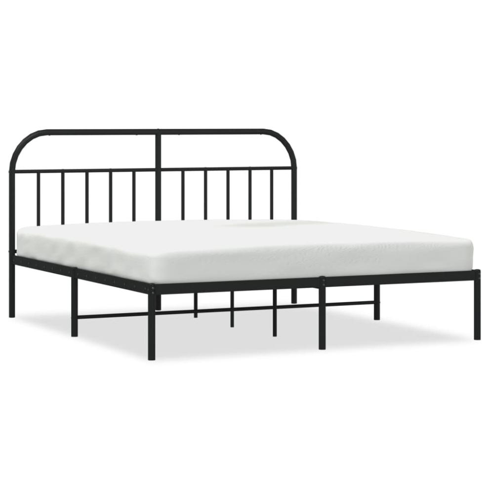 (black, 160 x 200/with headboard) vidaXL Metal Bed Frame Bedroom Bed Base Bedstead Metal Matress Foundation