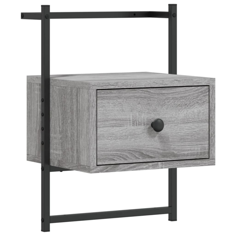 (grey sonoma, 1 pcs) vidaXL Bedside Cabinet Wall-mounted Floating Cabinet Black Engineered Wood