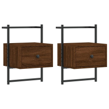 (brown oak, 2 pcs) vidaXL Bedside Cabinets Wall-mounted Nightstand Bed Table Engineered Wood