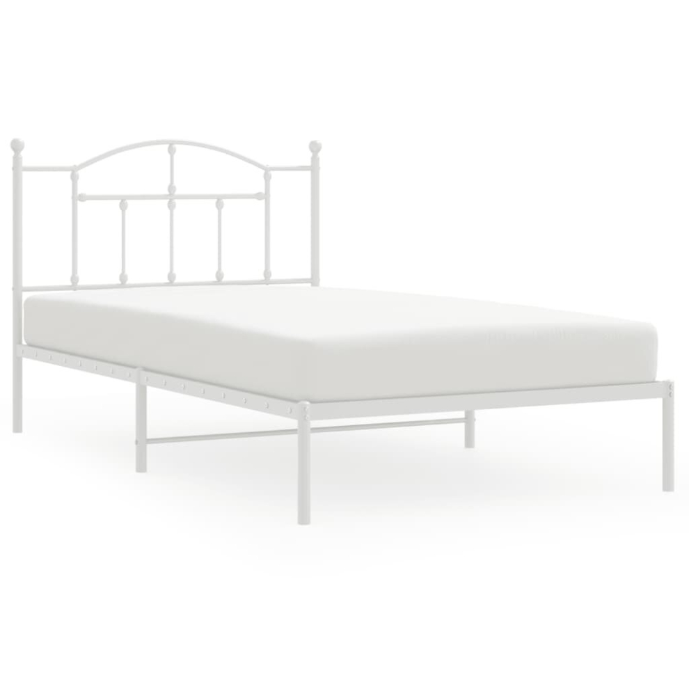 (white, 100 x 200/with headboard) vidaXL Metal Bed Frame Bed Base with Headboard Black 120x190 cm 4FT Small Double