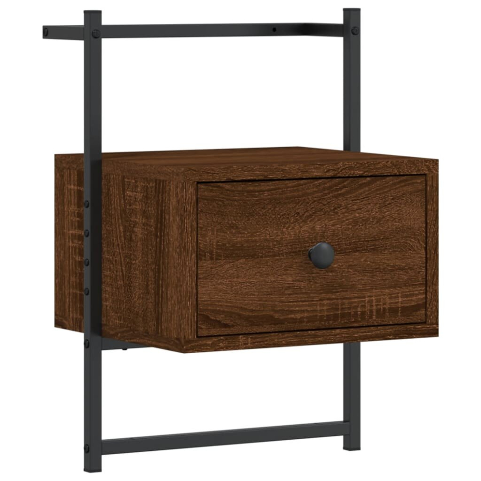 Vidaxl (Brown Oak, 1 Pcs) Bedside Cabinets Wall-Mounted Nightstand Bed Table Engineered Wood