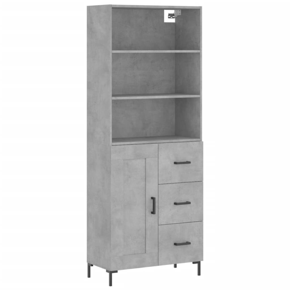 Vidaxl (Concrete Grey, 1 Wood Door 3 Drawers) Highboard Sideboard Storage Cabinet Side Cabinet White Engineered Wood