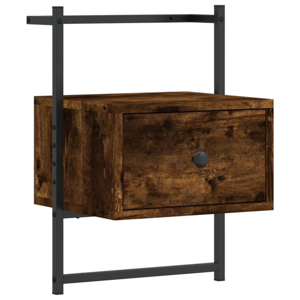 (smoked oak, 1 pcs) vidaXL Bedside Cabinets Wall-mounted Nightstand Bed Table Engineered Wood