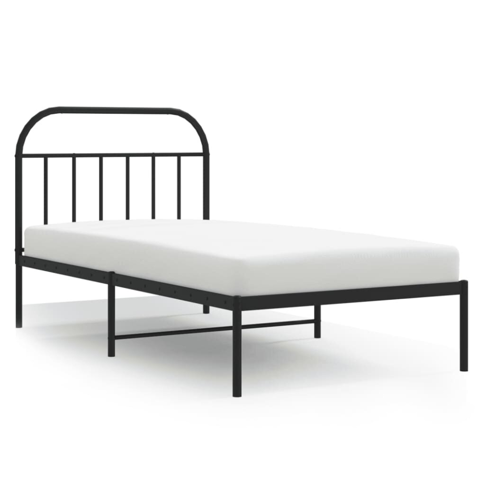 Vidaxl (Black, 100 X 200/With Headboard) Metal Bed Frame Bedroom Bed Base Bedstead Metal Matress Foundation