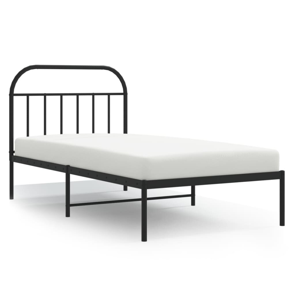 (black, 107 x 203/with headboard) vidaXL Metal Bed Frame Bedroom Bed Base Bedstead Metal Matress Foundation