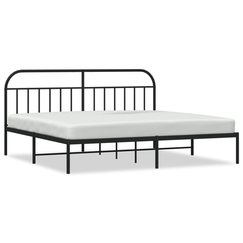 (black, 193 x 203/with headboard) vidaXL Metal Bed Frame Bedroom Bed Base Bedstead Metal Matress Foundation