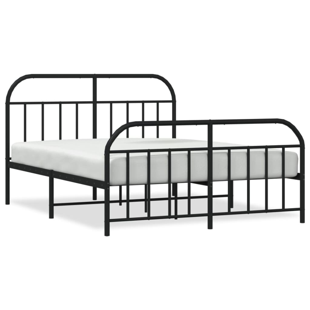 Vidaxl (Black, 183 X 213/With Headboard & Footboard) Metal Bed Frame Bedroom Bed Base Bedstead Metal Matress Foundation