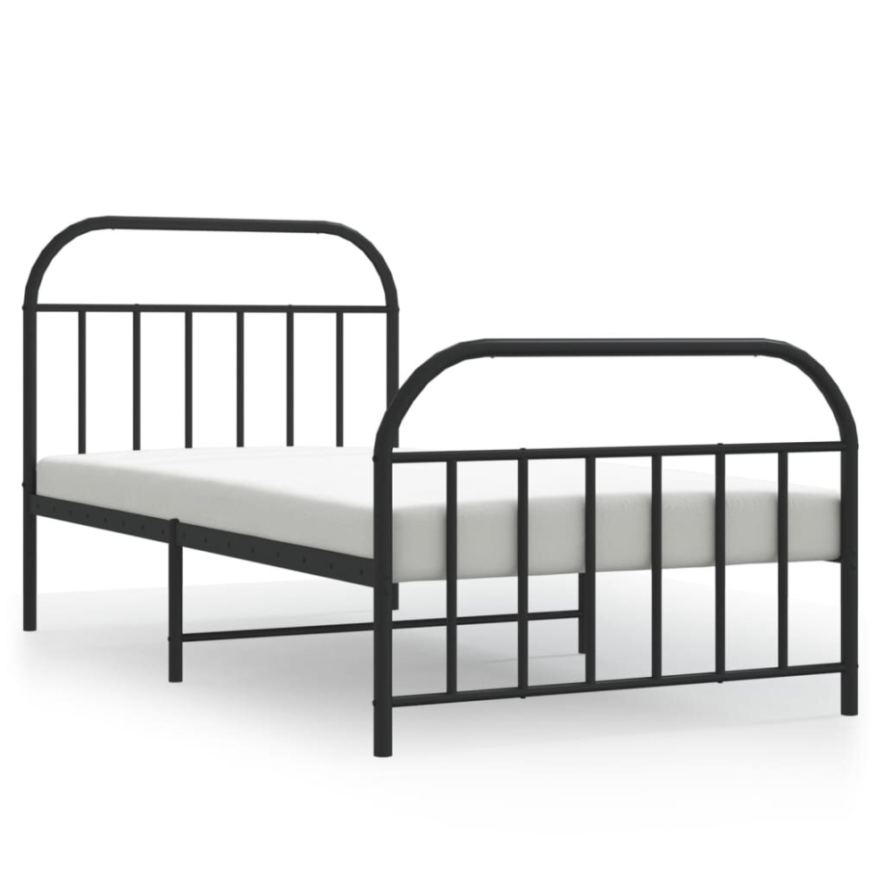 Vidaxl (Black, 100 X 200/With Headboard & Footboard) Metal Bed Frame Bedroom Bed Base Bedstead Metal Matress Foundation