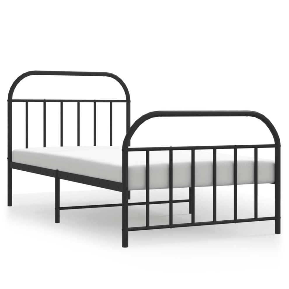 Vidaxl (Black, 107 X 203/With Headboard & Footboard) Metal Bed Frame Bedroom Bed Base Bedstead Metal Matress Foundation