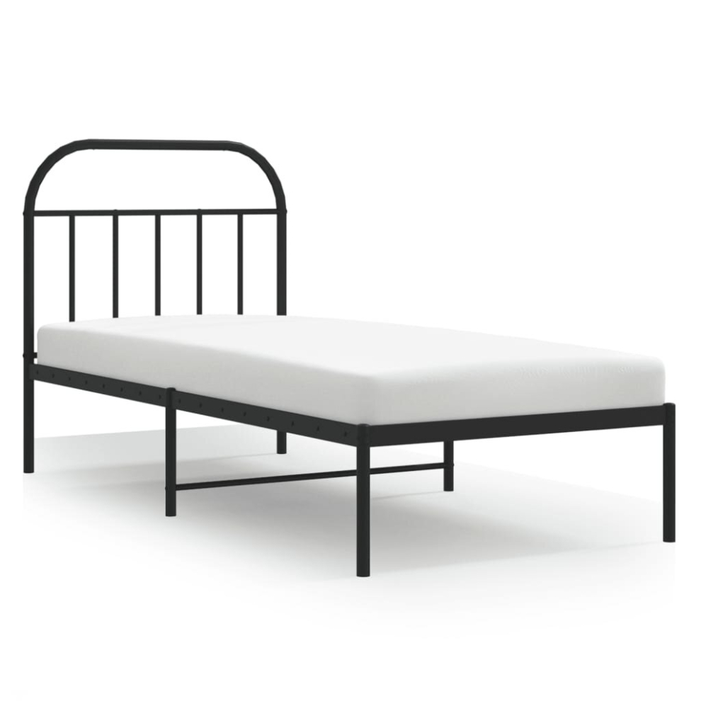Vidaxl (Black, 80 X 200/With Headboard) Metal Bed Frame Bedroom Bed Base Bedstead Metal Matress Foundation