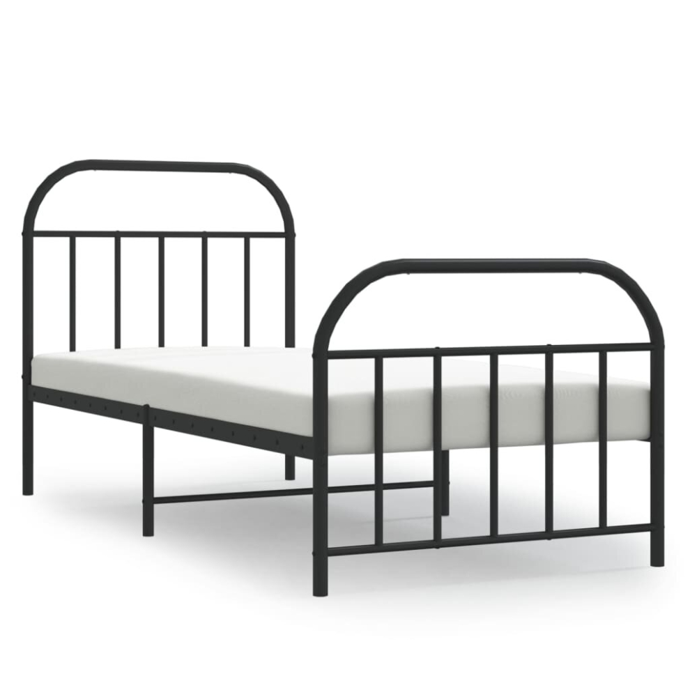 (black, 80 x 200/with headboard & footboard) vidaXL Metal Bed Frame Bedroom Bed Base Bedstead Metal Matress Foundation