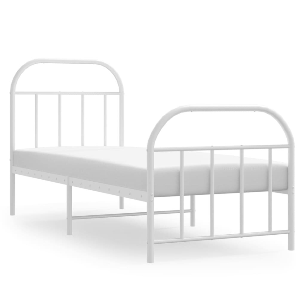 (white, 75 X 190/with Headboard & footboard) vidaXL Metal Bed Frame Bedroom Bed Base Bedstead Metal Matress Foundation