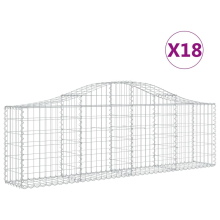 vidaXL Gabionen mit Hochbogen 18 Stk. 200x30x60/80 cm Verzinktes Eisen