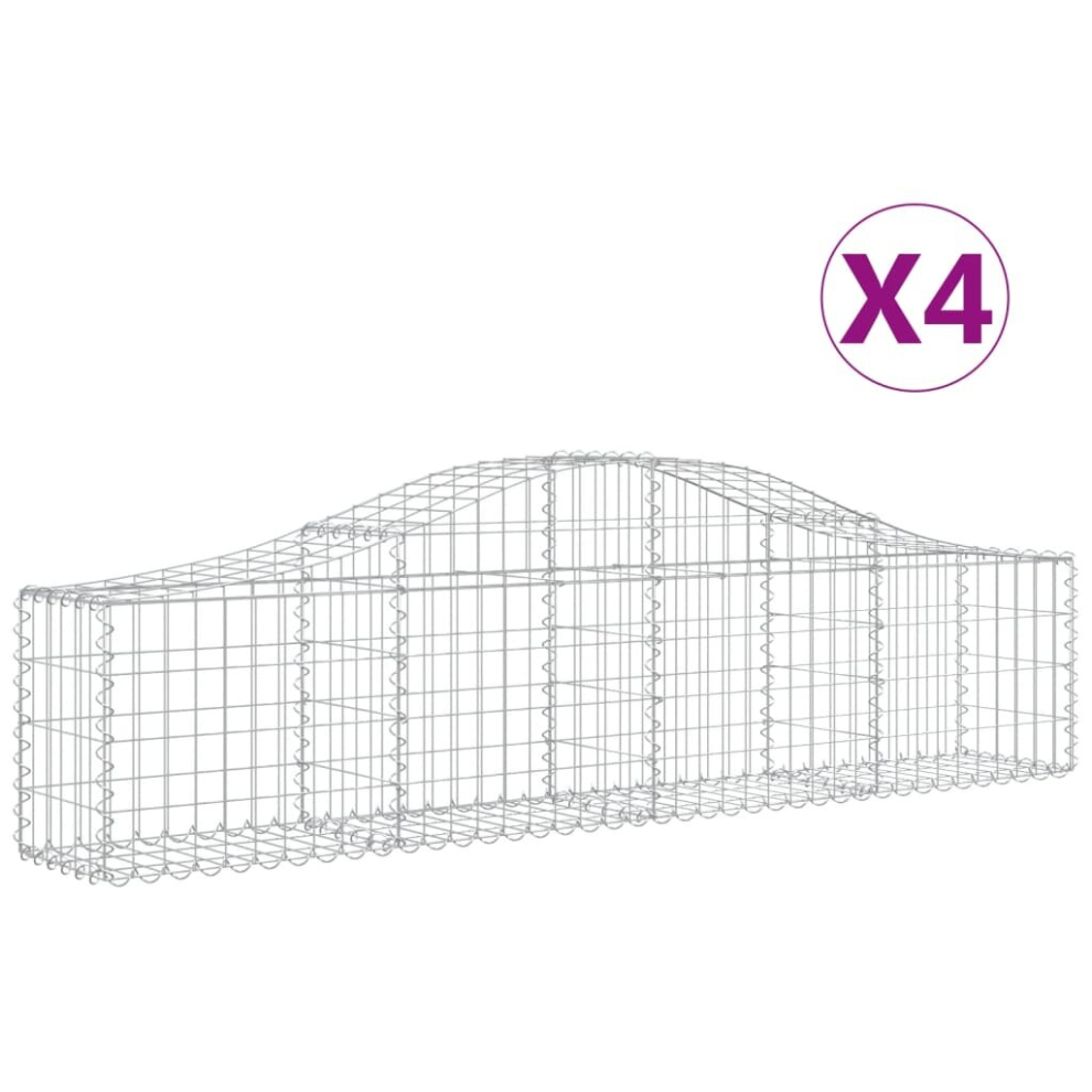 (200 x 30 x 40/60 cm/ 4 pcs) vidaXL Arched Gabion Basket Stone Basket Gabion Retaining Wall Galvanised Iron