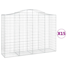 vidaXL Gabionen mit Hochbogen 15Stk. 200x50x140/160cm Verzinktes Eisen