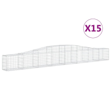 vidaXL Gabionen mit Hochbogen 15 Stk. 400x30x40/60 cm Verzinktes Eisen
