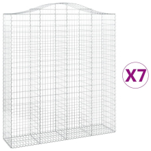 vidaXL Gabionen mit Hochbogen 7 Stk. 200x50x220/240cm Verzinktes Eisen