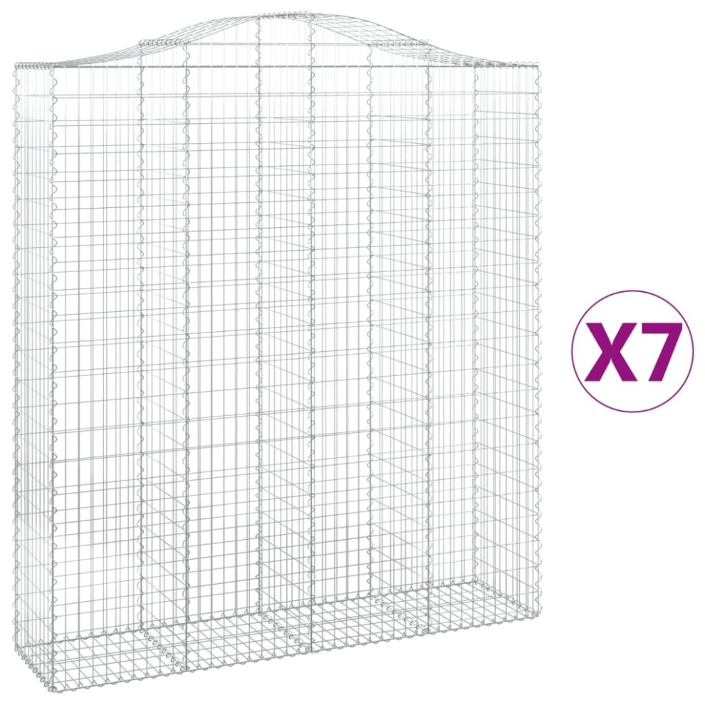 Vidaxl (200 X 50 X 220/240 Cm/ 7 Pcs) Arched Gabion Basket Stone Basket Gabion Retaining Wall Galvanised Iron