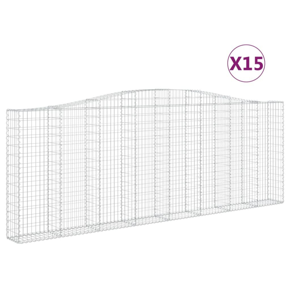 Vidaxl (400 X 30 X 140/160 Cm/ 15 Pcs) Arched Gabion Basket Stone Basket Gabion Retaining Wall Galvanised Iron