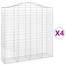vidaXL Gabionen mit Hochbogen 4 Stk. 200x50x200/220cm Verzinktes Eisen