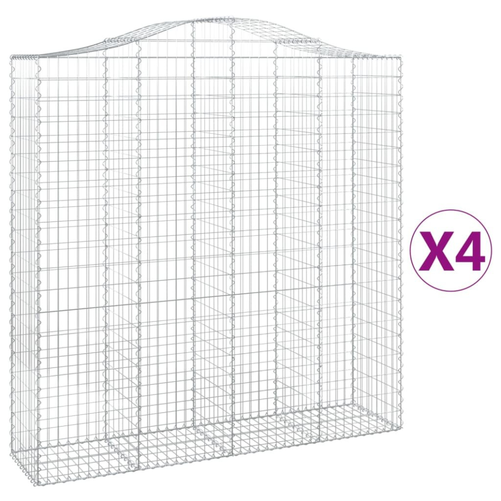 Vidaxl (200 X 50 X 200/220 Cm/ 4 Pcs) Arched Gabion Basket Stone Basket Gabion Retaining Wall Galvanised Iron