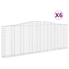 vidaXL Gabionen mit Hochbogen 6 Stk. 400x30x140/160cm Verzinktes Eisen