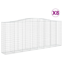 vidaXL Gabionen mit Hochbogen 8 Stk. 400x50x160/180cm Verzinktes Eisen