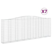 vidaXL Gabionen mit Hochbogen 7 Stk. 400x30x140/160cm Verzinktes Eisen