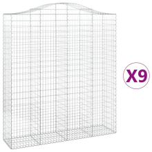 vidaXL Gabionen mit Hochbogen 9 Stk. 200x50x220/240cm Verzinktes Eisen