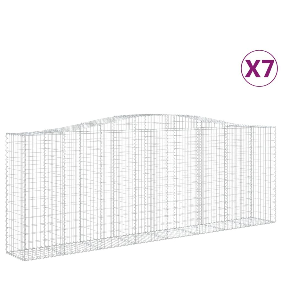 (400 x 50 x 140/160 cm/ 7 pcs) vidaXL Arched Gabion Basket Stone Basket Gabion Retaining Wall Galvanised Iron