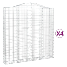 vidaXL Gabionen mit Hochbogen 4 Stk. 200x30x200/220cm Verzinktes Eisen