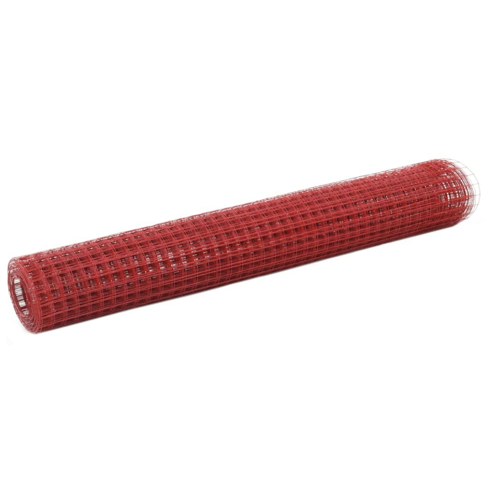 (red, 10 x 1 m 12 x 12 mm) vidaXL Chicken Wire Fence Patio Fence Steel with PVC Coating Multi Size/Colour