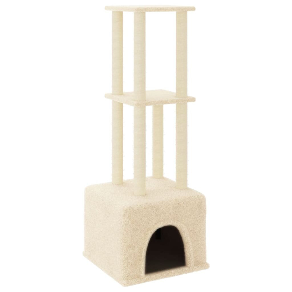 (cream) vidaXL Cat Tree Cat Tower with Sisal Scratching Posts Activity Centre Cream