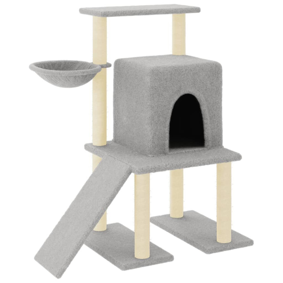 (light grey) vidaXL Cat Tree Cat Tower with Sisal Scratching Posts Cat Cando Light Grey