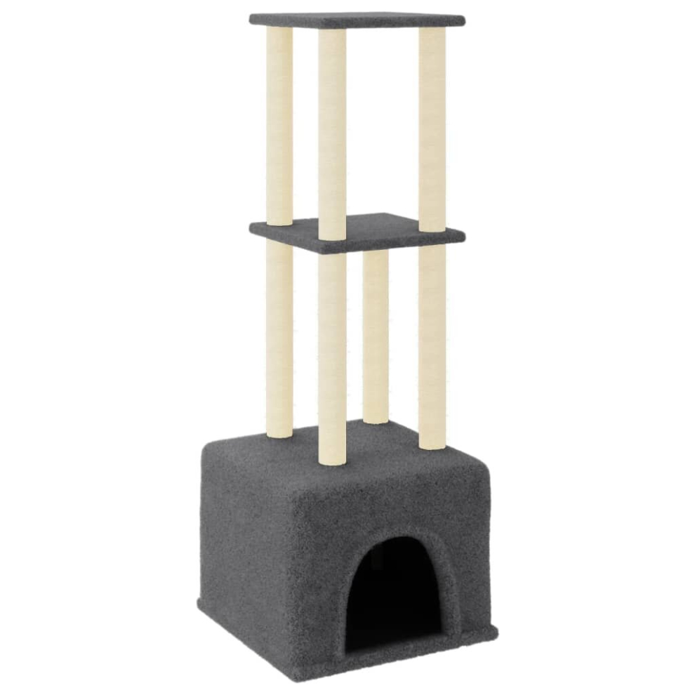 (dark grey) vidaXL Cat Tree Cat Tower with Sisal Scratching Posts Activity Centre Cream