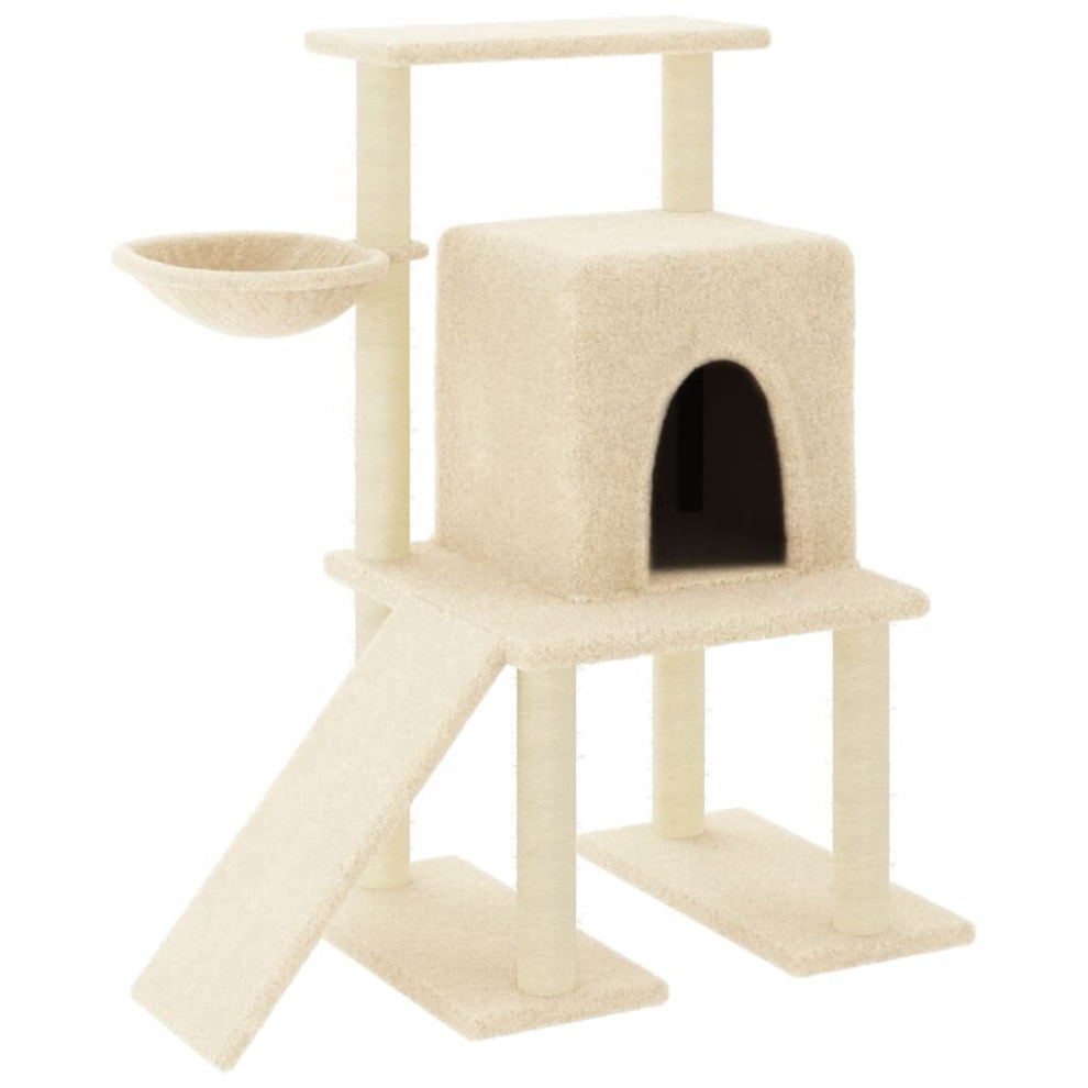 (cream) vidaXL Cat Tree Cat Tower with Sisal Scratching Posts Cat Cando Light Grey