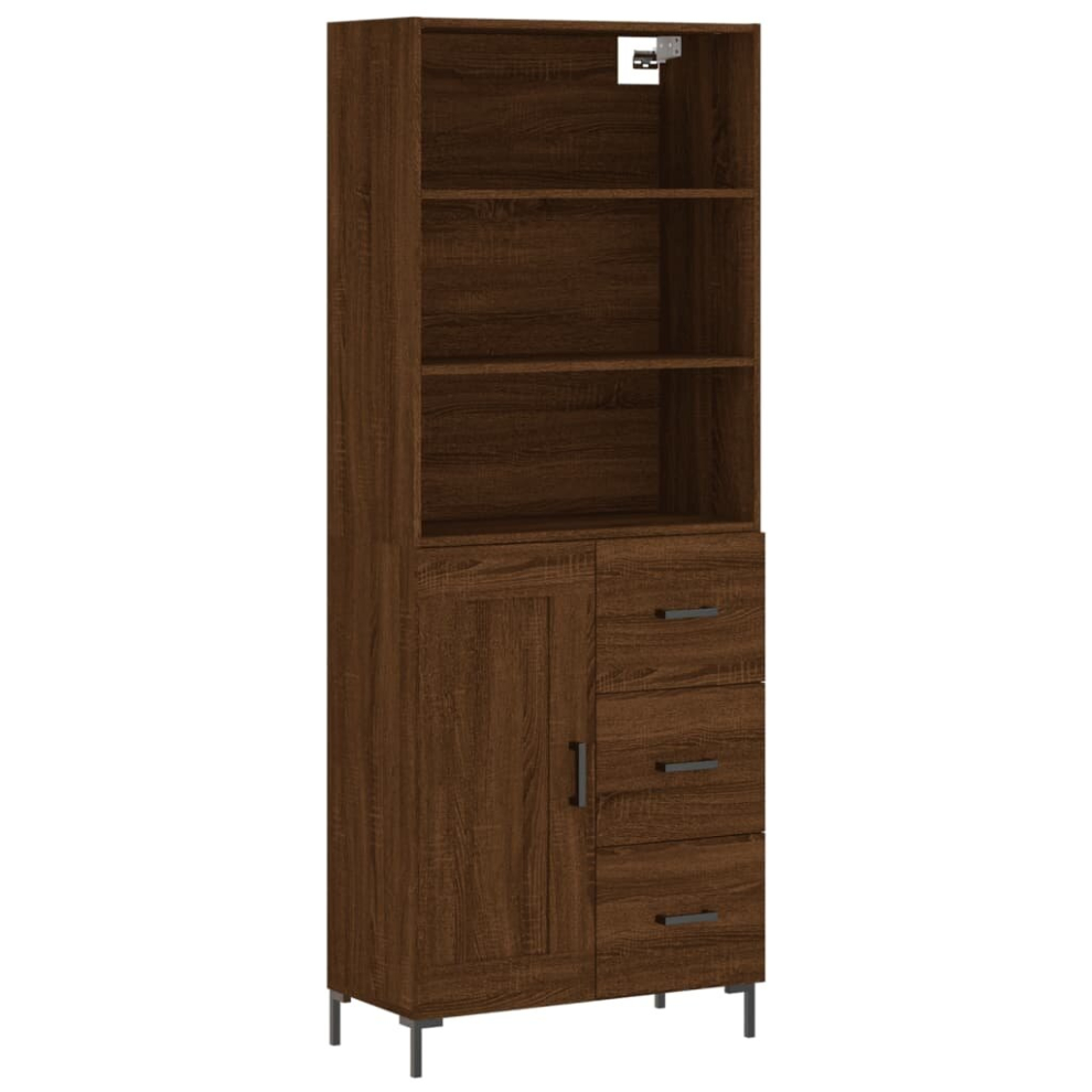 (brown oak, 1 wood door 3 drawers) vidaXL Highboard Sideboard Storage Cabinet Side Cabinet White Engineered Wood