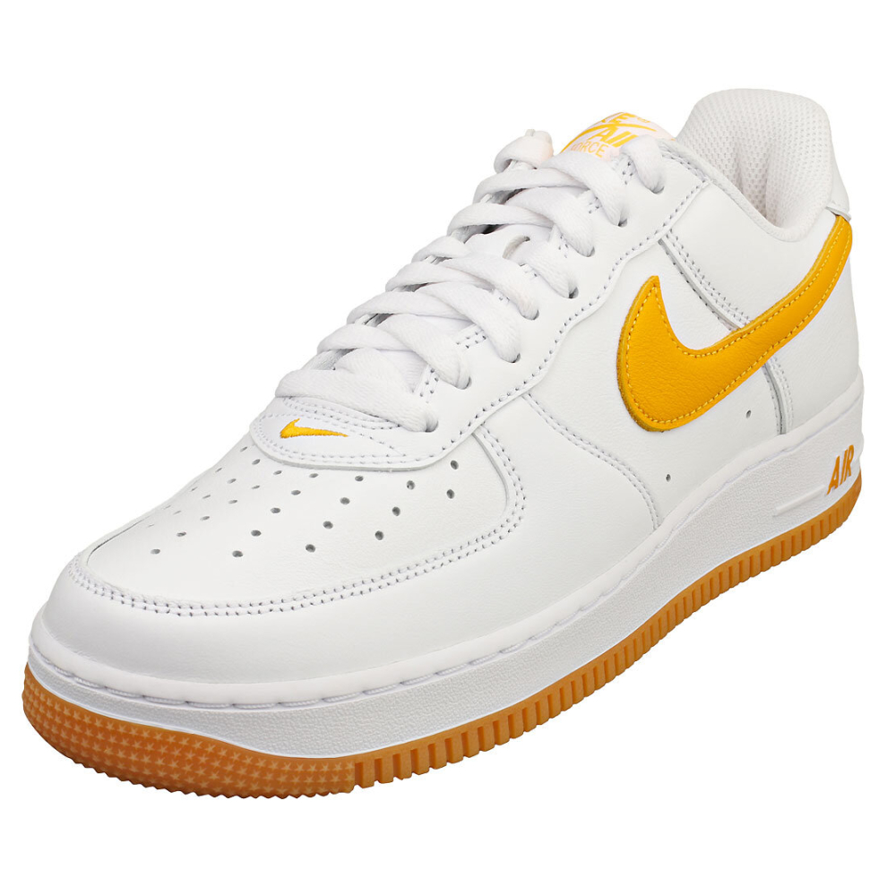 (8) Nike Air Force 1 Low Retro Qs Mens Fashion Trainers in White Gold