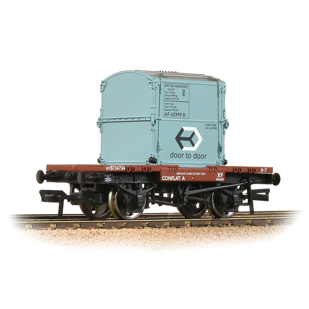 Conflat Wagon & AF BR Ice Blue Container BR Bauxite