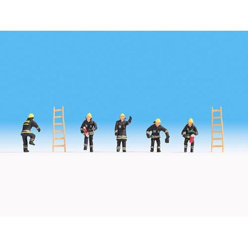Firemen (5) Black Uniform and Ladders (2) Figure Set