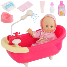 BiBi Doll Bathtub & Doll Set with Functional Shower Pretend Role Play Toy Kids BiBi Doll