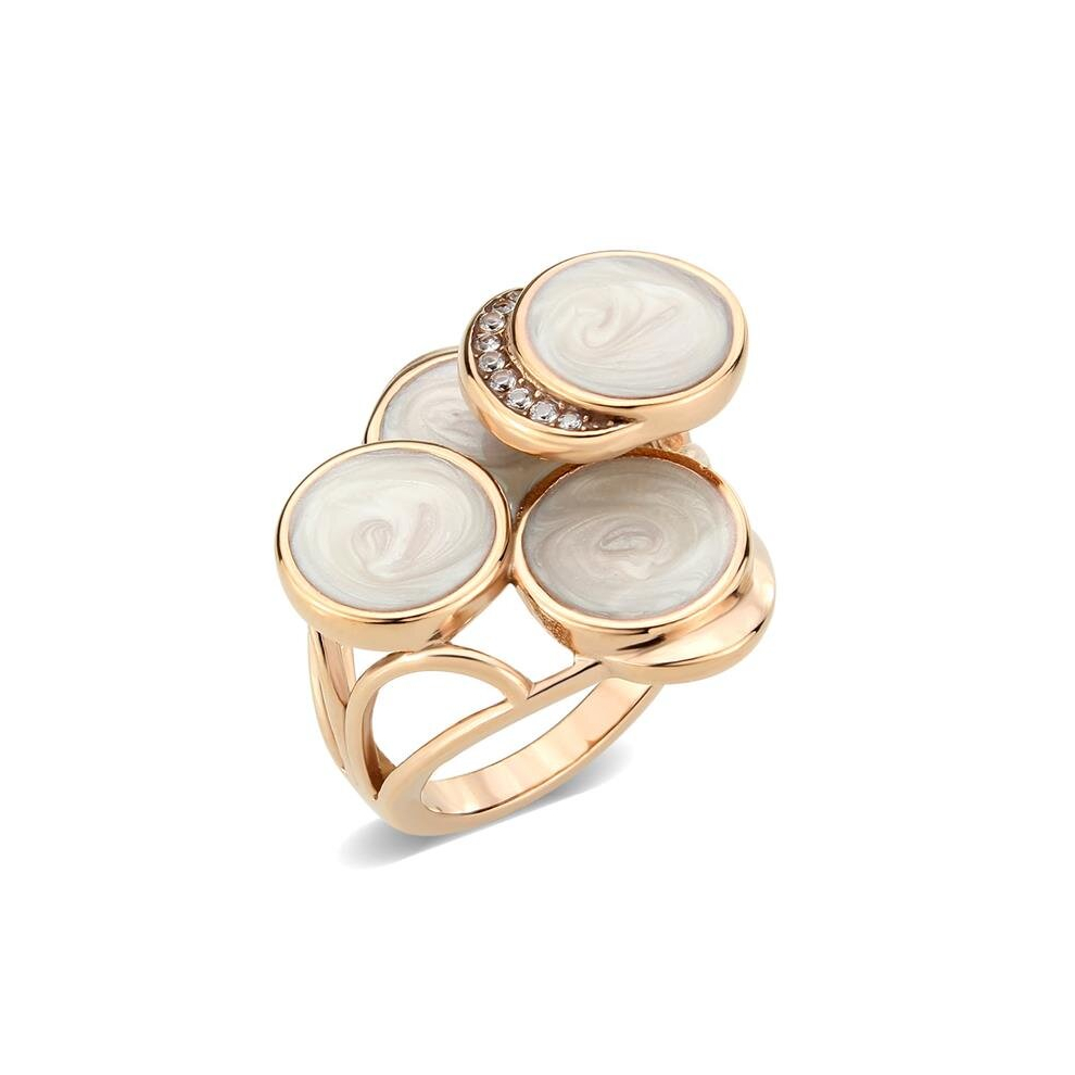 IP Rose Gold Ion Plating Stainless Steel Ring with AAA Grade CZ, Clear - Size 7-image-OPC-PCPBQTD-NEW