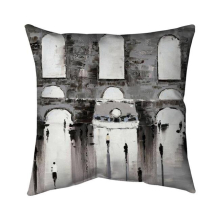 20 x 20 in. Grey Building with Passersby-Double Sided Print Indoor Pillow