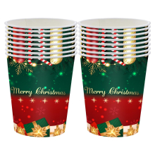 ( 16pcs # paper cups) Christmas Theme Party Disposable Tableware Set Paper Plates Napkins Cups