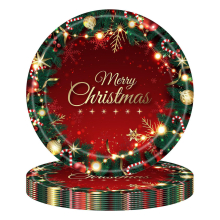 ( 16pcs # 9-inch plates + 16pcs ...) Christmas Theme Party Disposable Tableware Set Paper Plates Napkins Cups