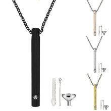 1pc Cylinder Cremation Jewelry Urn Necklace For Ashes For Pet For Human, Memorial Pendant Made Of Titanium Steel, Black